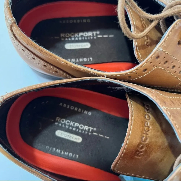 Rockport Trutech Brown Wingtip Lace-up Loafers Size 10.5 Men’s Dress Shoe Work - Picture 8 of 12